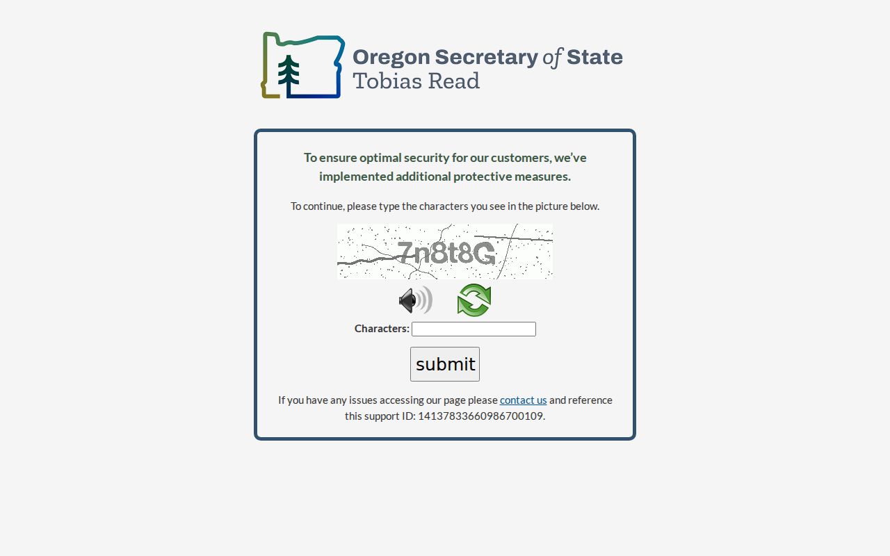 Lane County residents directory Oregon My Vote access screen