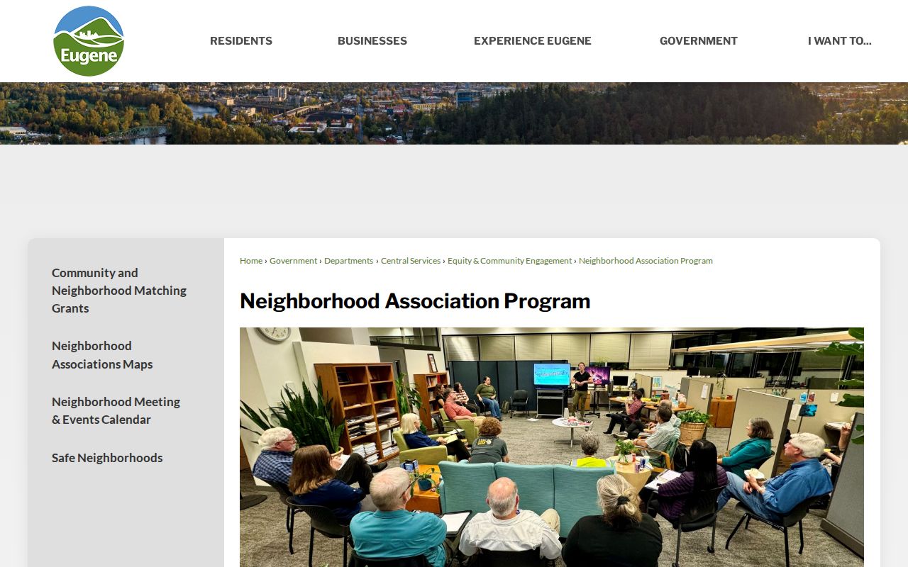 Lane County neighbors Eugene neighborhood association program screen