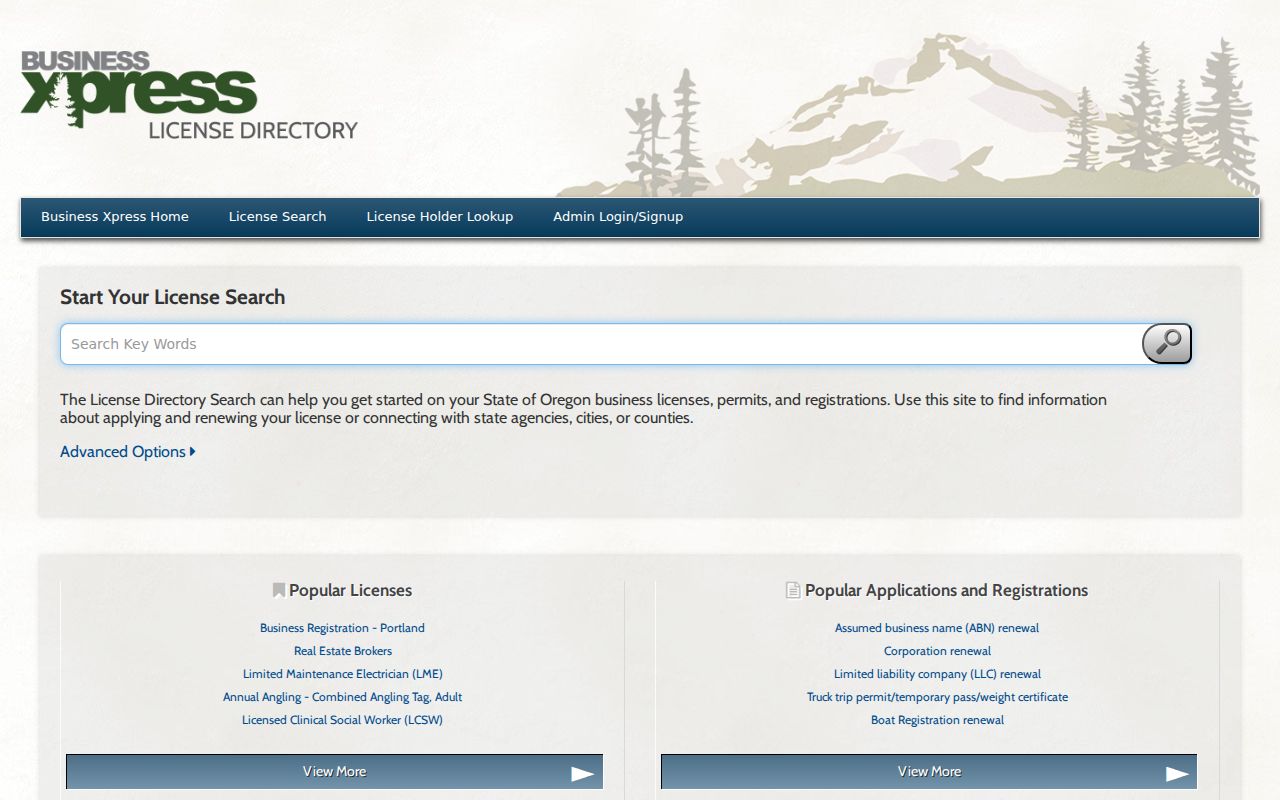 Lane County resident lookup Oregon license directory search screen