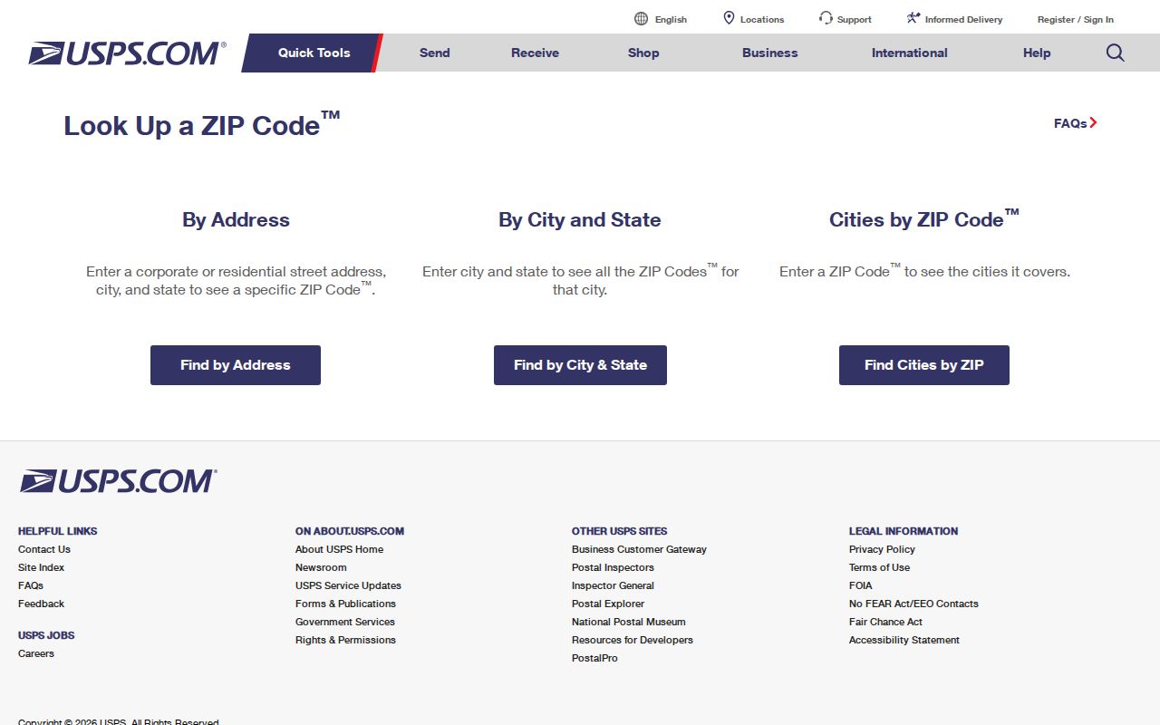 Lane County ZIP code directory USPS address verification screen